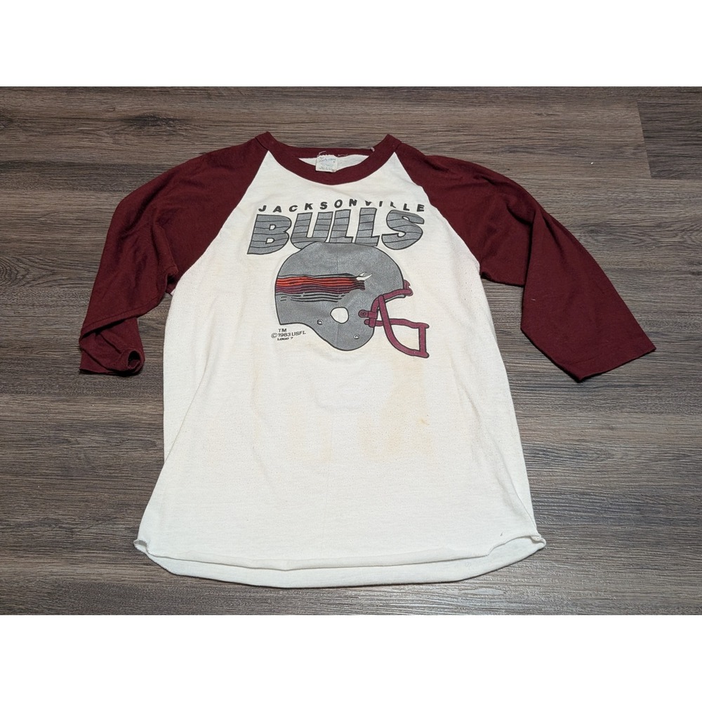 VTG 1983 Jacksonville Bulls USFL Raglan Shirt Sportswear Medium Made in USA READ